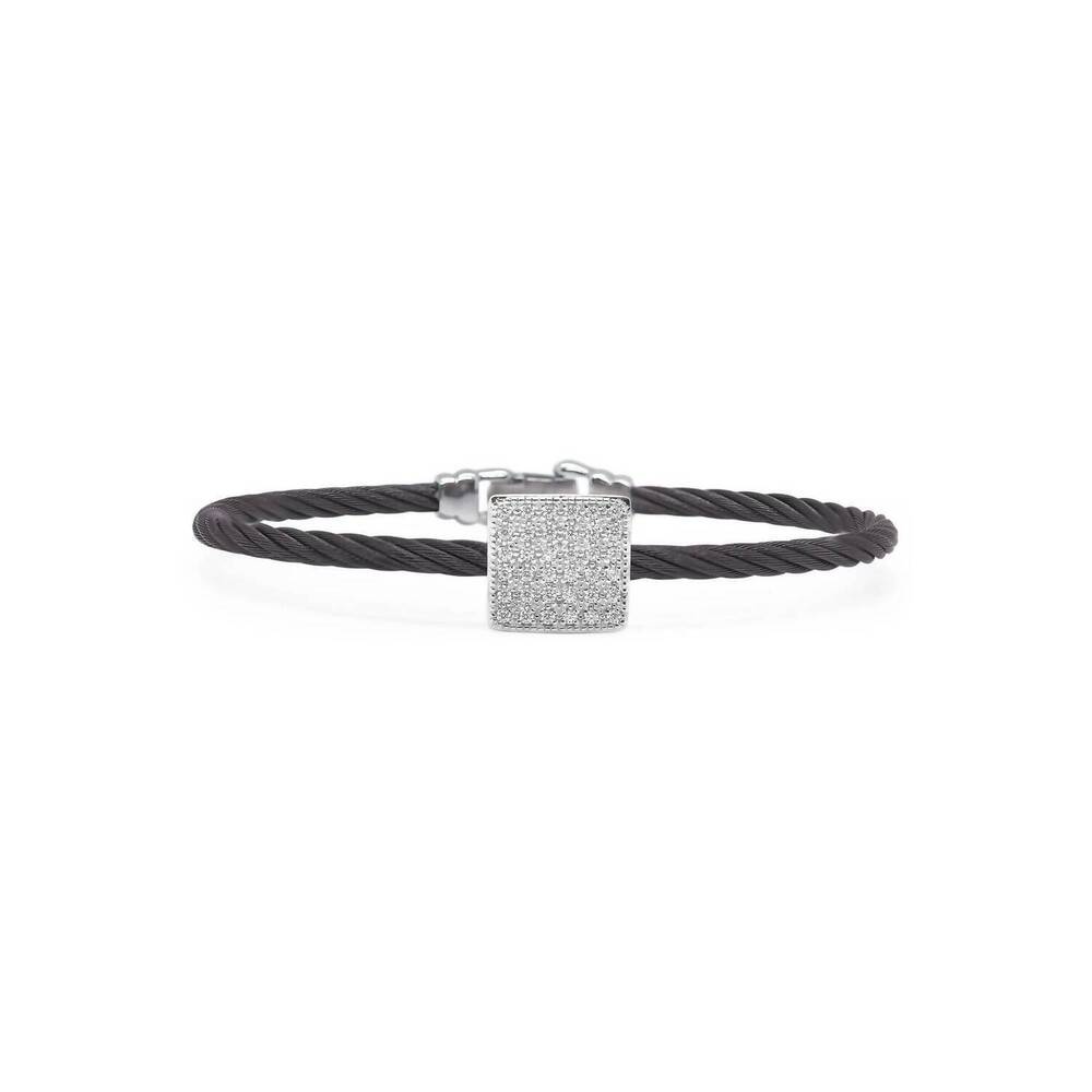 NEW ALOR women's square disc diamond bangle in black